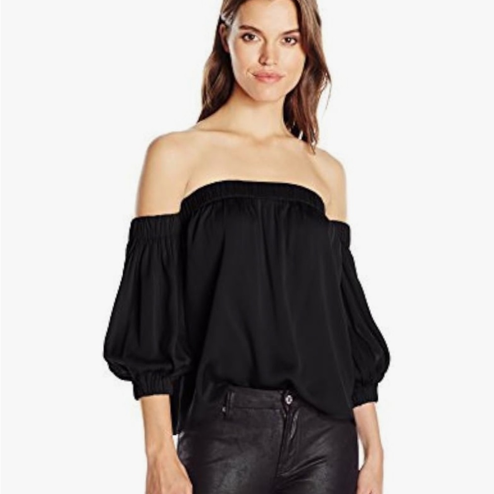 Milly Elegant Black Off-Shoulder Women's Silk Top